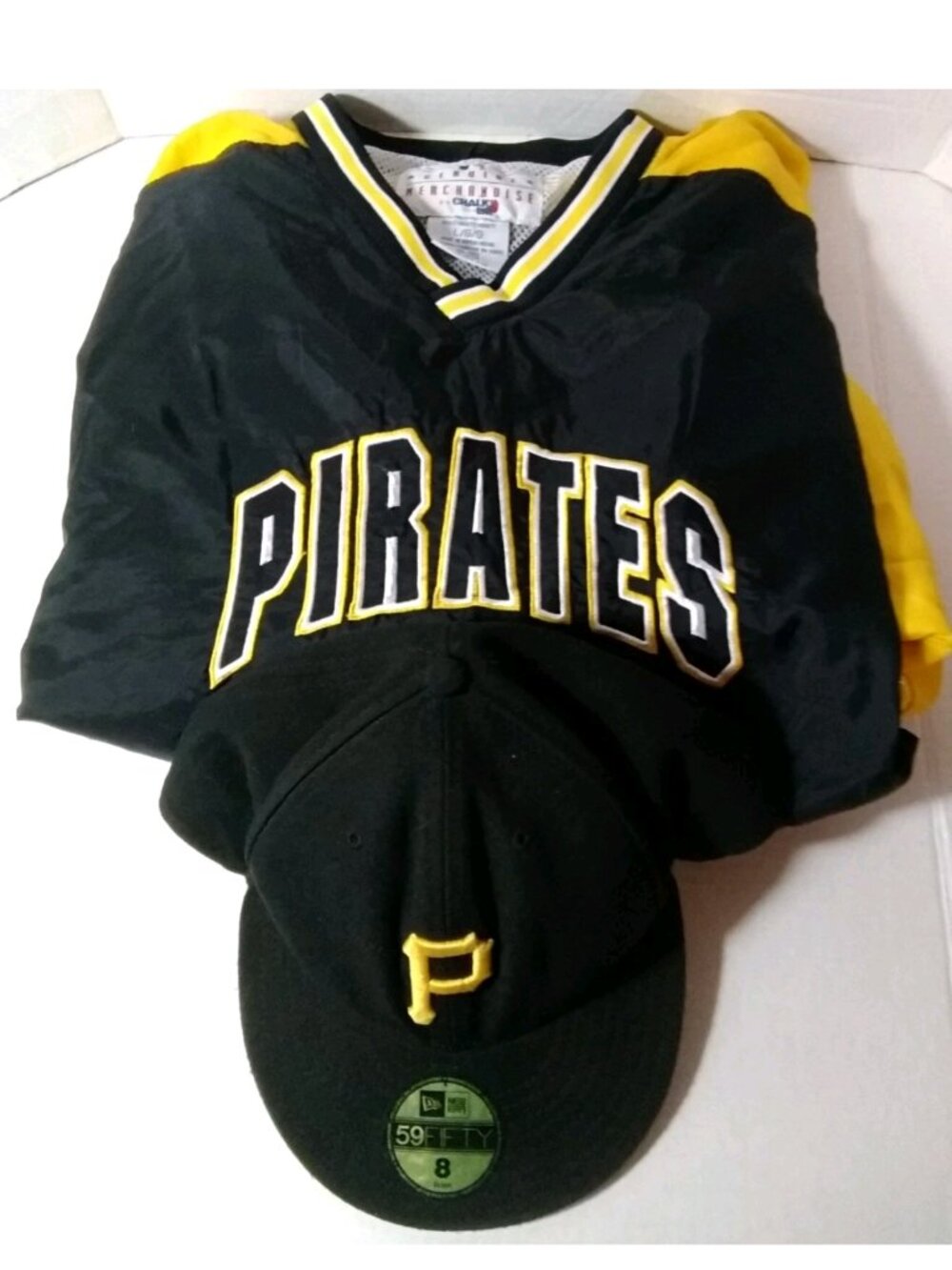 PITTSBURGH PIRATES COMBO New Era 59FIFTY Sz 8 Cap/Chalk Line Jacket LG Deadstock